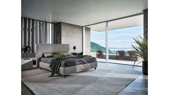 Letto in tessuto con testiera De-Light di Twils
