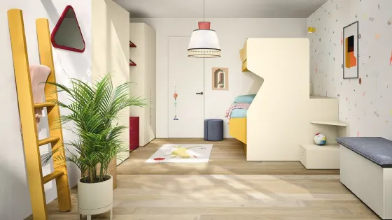 Cameretta con letti a castello Kids space 30 in melaminico di Nidi