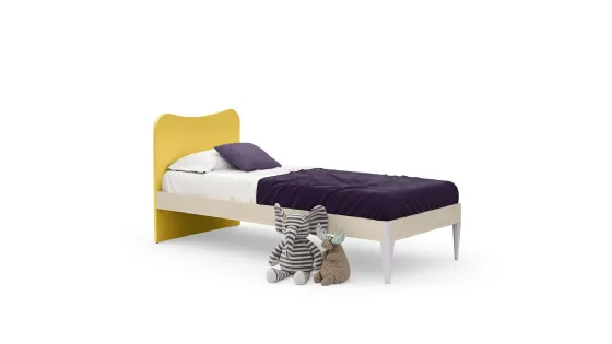 Letto singolo Bin con testiera sagomata e piedini di Nidi