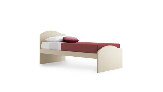 Letto singolo Ola con testiera e pediera con forma arrotondata a onda di Nidi