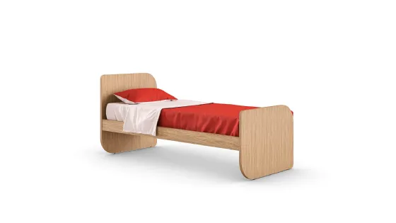 Letto singolo con testiera e pediera in melaminico effetto legno Ship di Nidi