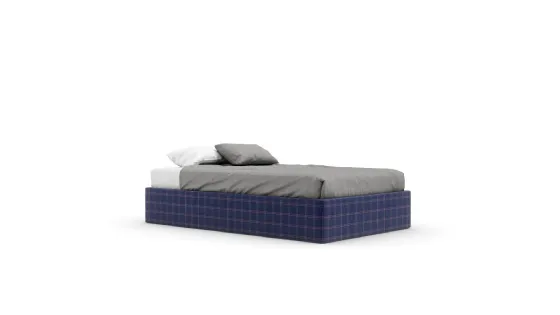 Letto singolo Sommier Skim rivestito con tessuto a quadri di Nidi